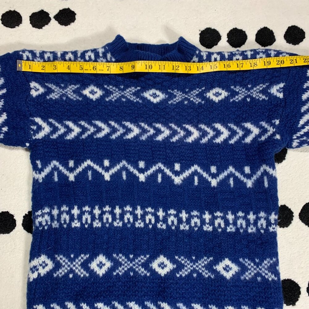 Gap Vintage 90s Fair Isle Nordic Sweater Small Blue Wool Heavyweight Chunky Knit - Picture 9 of 12